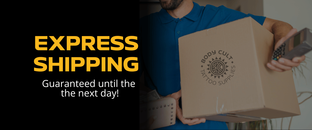 We process your order quickly and deliver at lightning speed so that you can receive your tattoo product order the very next day with express delivery.