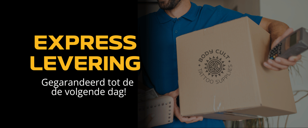 We verwerken je bestelling snel en leveren razendsnel zodat je je bestelling van tatoeageproducten de volgende dag al in huis hebt met expreslevering.