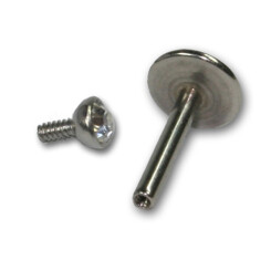 Internal Labret Titan - mit Stein CZ weiß 1,2 mm x 6 mm x 2,2 mm - 3 Stück/Pack