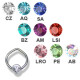 Lip frenulum BCR - Basic Titan - Jewelled disc with rhinestone - 1,2 mm  x 8 mm - AQ aquamarin - 3 Pcs/Pack