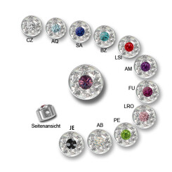 Jewelled disc - Basic Titan - Multicolored with Swarowski crystal - CZ white - 5 Pcs/Pack