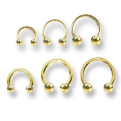 Circularbarbell - Gold Line 316 L vergoldet - 1 µm - Mit Kugel - 3 mm 1,2 mm x 6 mm - 5 Stück/Pack