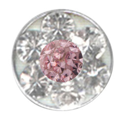 Push-fit disc for bioplast studs - With Swarovski Crystal - 4,3 mm - LRO Pink - 3 Pcs/Pack