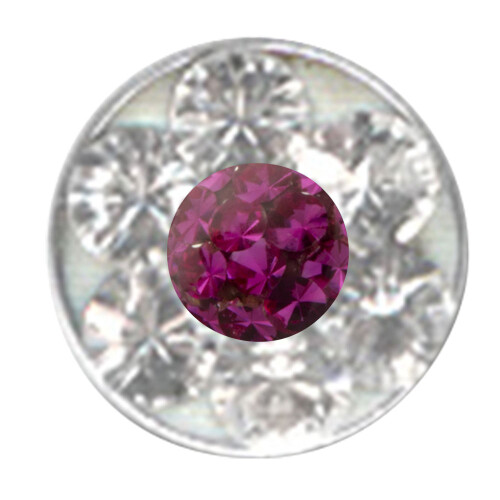 Push-fit schijfje voor Bioplast Studs - Met Swarovski Kristal - 4,3 mm - FU Fuchsia - 3 stuks/verpakking