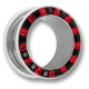 Flesh Tunnel - Stainless steel - Swarovski Crystal - 12 mm black-red