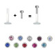 Bioplast Push Stud - Titan Design 2 mit Swarovski Crystal 2 mm CZ Weiß - 5 Stück/Pack