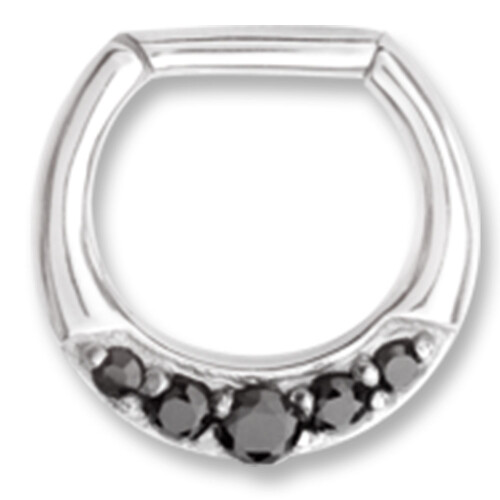 Septum Clipring - 316 L Chirurgenstahl - 1,6 mm x 6 mm - BK schwarz - 2 Stück/Pack