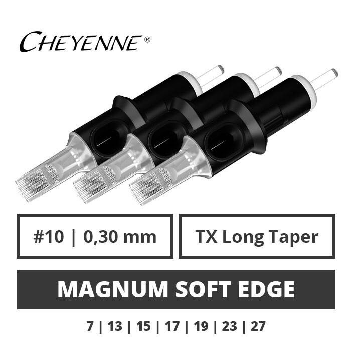 Cheyenne Hawk Safety Cartridge Tattoo Needles Box of 10 - Curved Magnum 13 cm