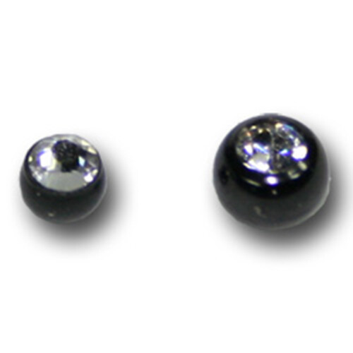 Gewindekugel - Black Steel 316 L mit Crystal CZ Weiß 1,2 mm x 4 mm - 5 Stück/Pack