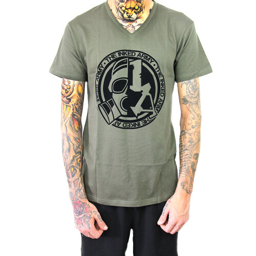 The Inked Army - Heren - T-Shirt V-hals - Olijf L