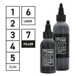 CARBON BLACK - REINVENTED - Tatoeage Inkt - Set - 7 Kleuren