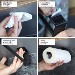 SWAVGO - Kitchen roll holder with adhesive surface - Black - 1pcs/pack