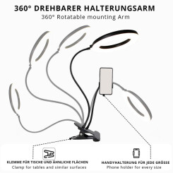 SWAVGO - 6 inch ringlamp met tafelklem, 1x smartphonehouder