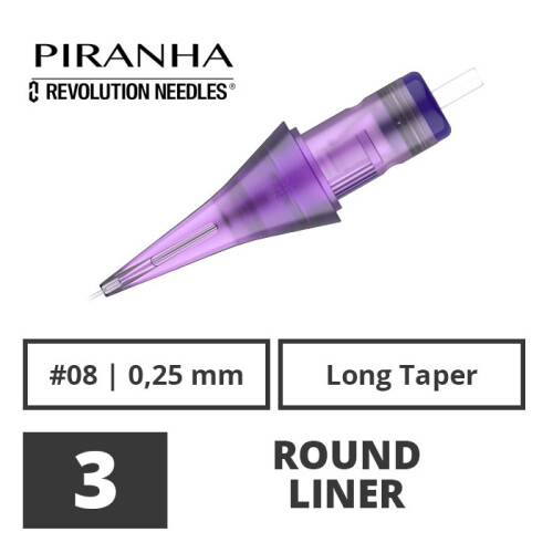 PIRANHA - Tattoo Needle Modules - Revolution - 3 Round Liner - 0,25 LT - 20 pcs.