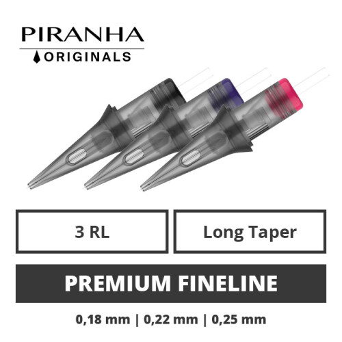 PIRANHA - Tattoo Needle Modules - Originals - 3 Fineliner - LT - 20 pcs.