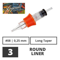 LEGENDS - Tatoeage Cartridges - 3 Round Liner 0,25 mm LT...