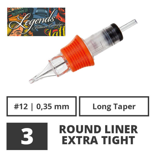 LEGENDS - Tattoo Nadelmodule - 3 Round Liner Extra Tight 0,35 mm LT - 20 Stk.