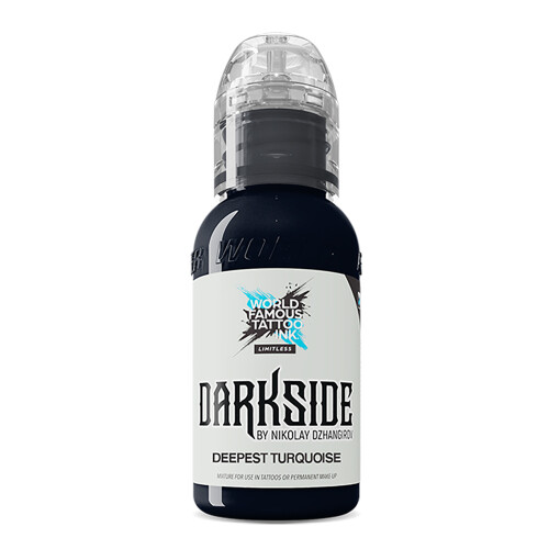 World Famous Limitless - Tattoo Ink -  Darkside by Nikolay Dzhangirov - Deepest Turquoise 30 ml